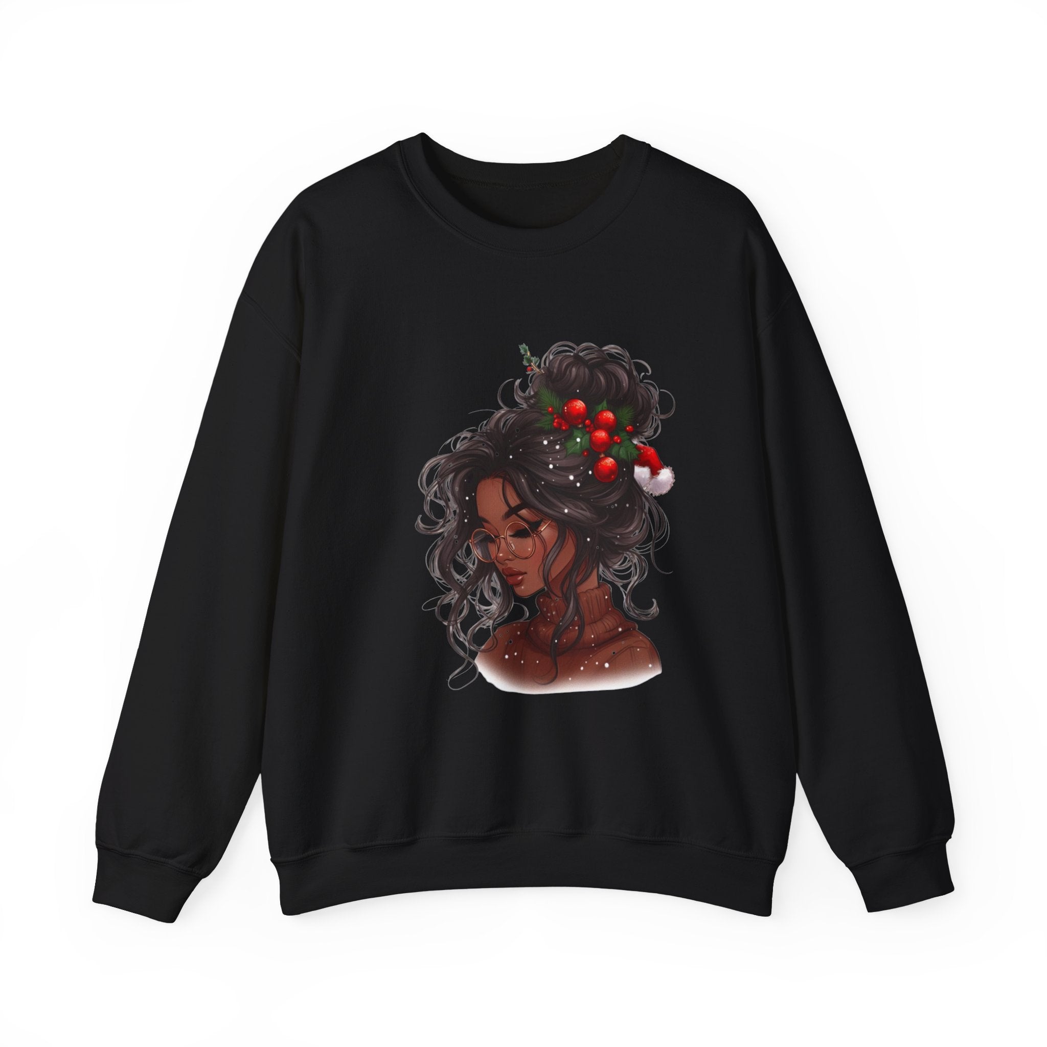 Crewneck Sweatshirt — Afrocentric Portrait with Cherry Bun Art
