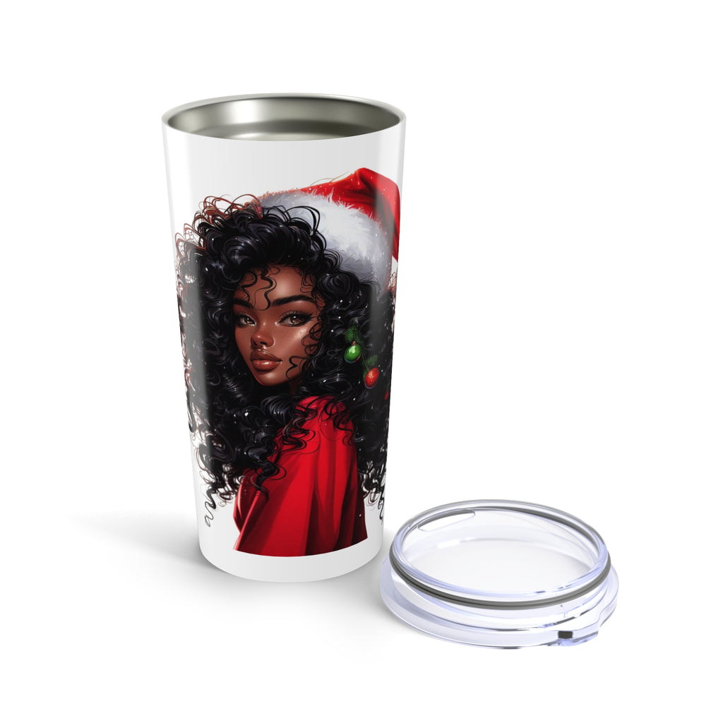 Black Girl Santa 20oz Tumbler — Festive Christmas Travel Mug