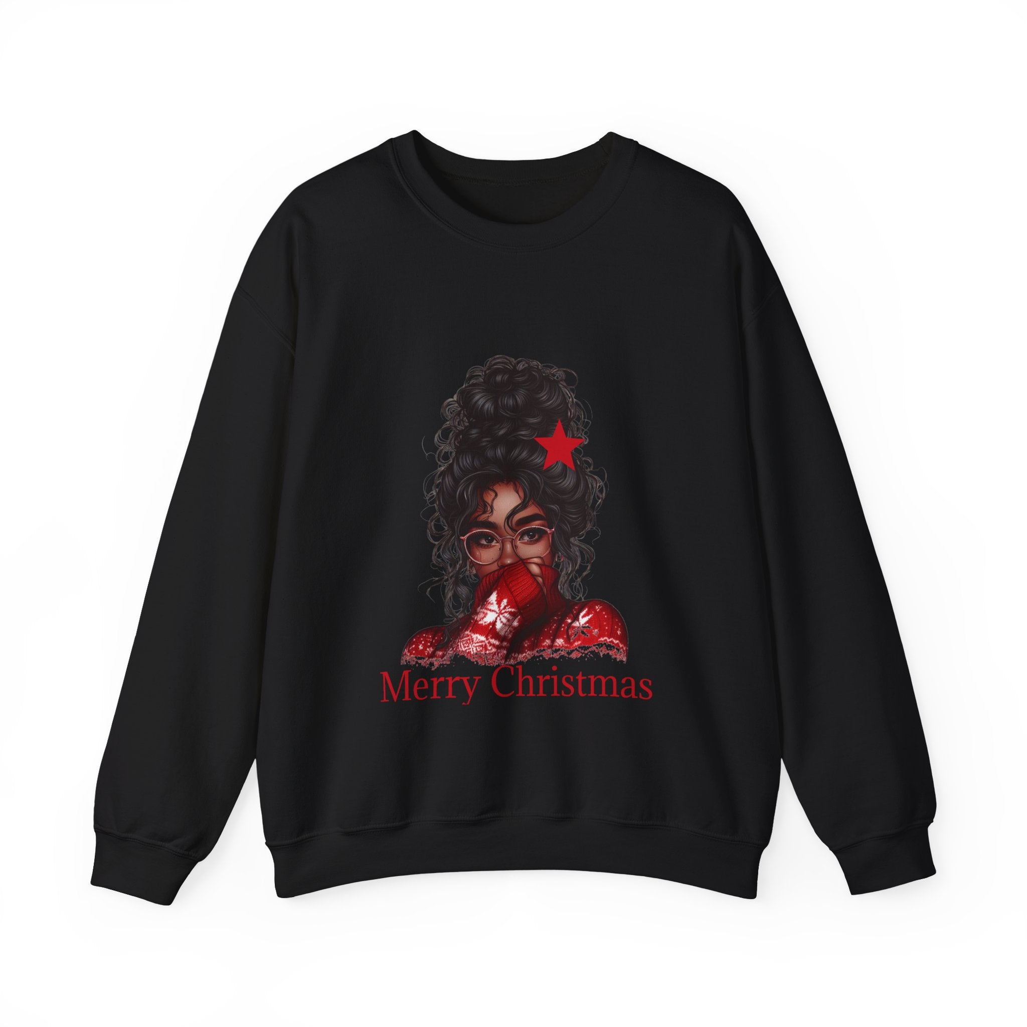 Black Woman in Red Sweater Merry Christmas Sweatshirt |Black Girl Santa| Melanin Christmas Jumper| Black Mrs Claus