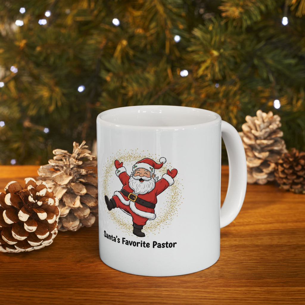 Santa's Favorite Dad Mug — Cute Dancing Santa Christmas Coffee Cup (11oz/15oz)