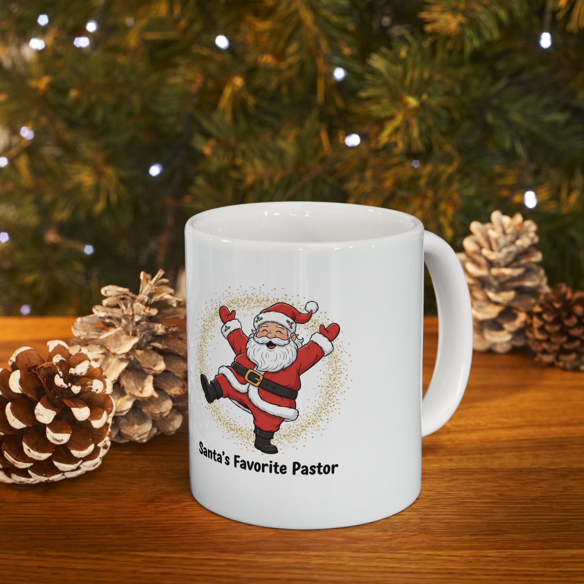 Santa's Favorite Dad Mug — Cute Dancing Santa Christmas Coffee Cup (11oz/15oz)
