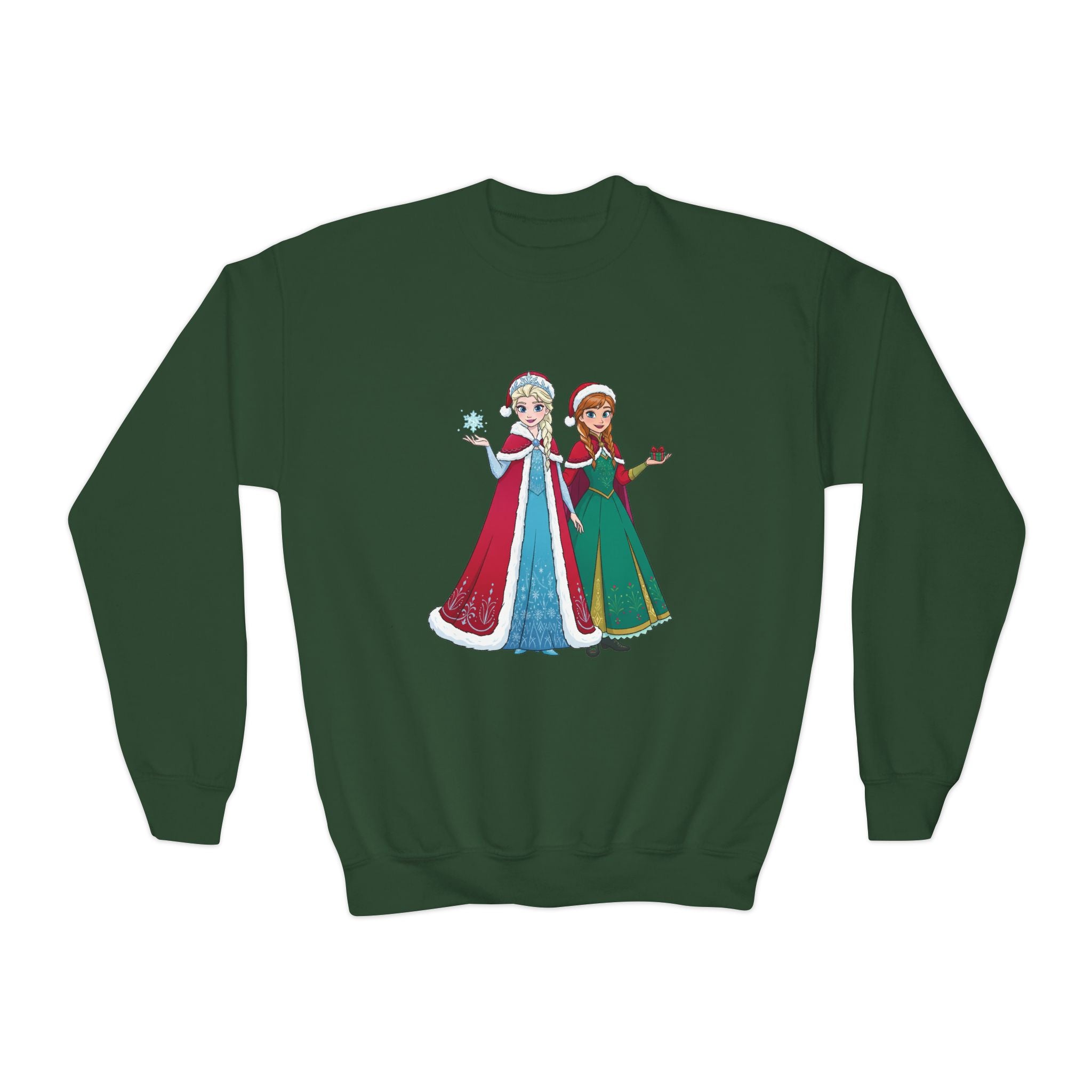 Girls' Princess Sisters Crewneck Sweatshirt – Winter Frozen-Inspired Design