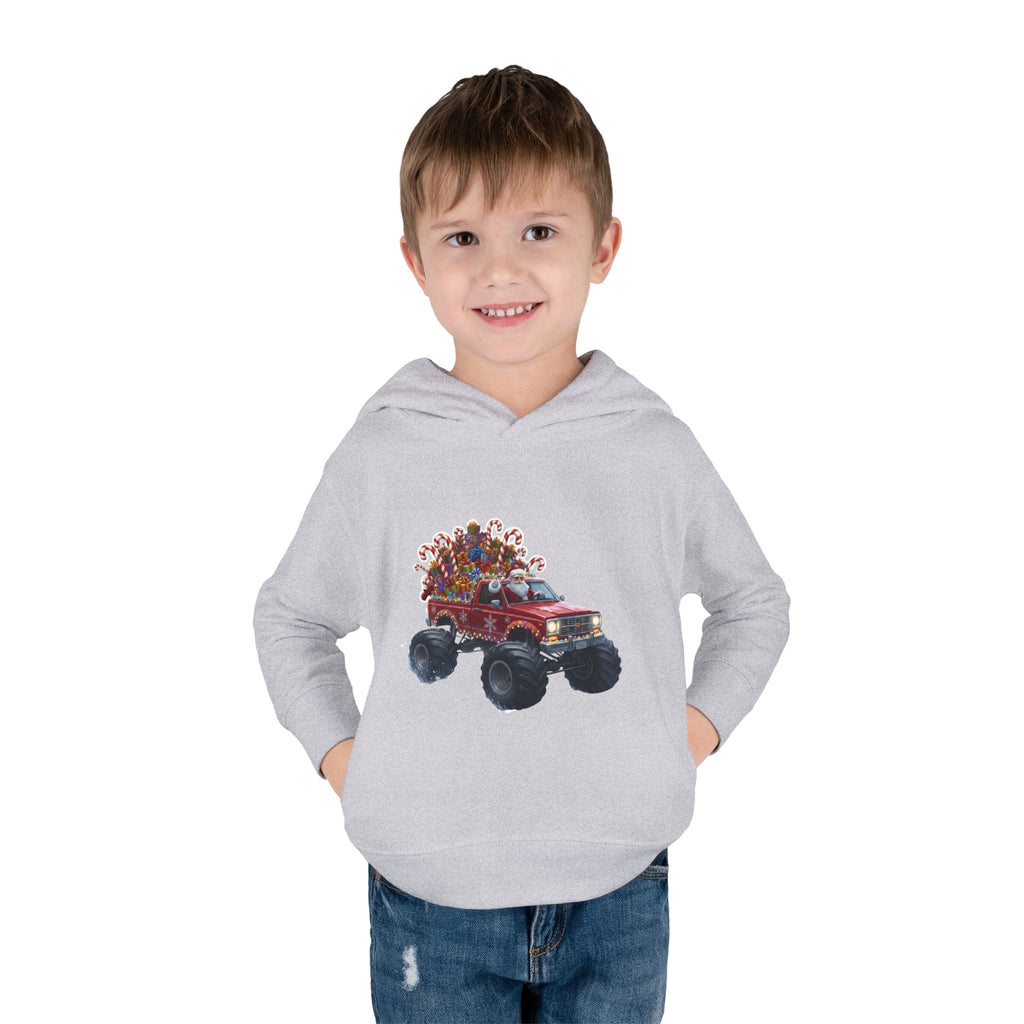 Toddler Hoodie — Red Monster Truck with Candy Load