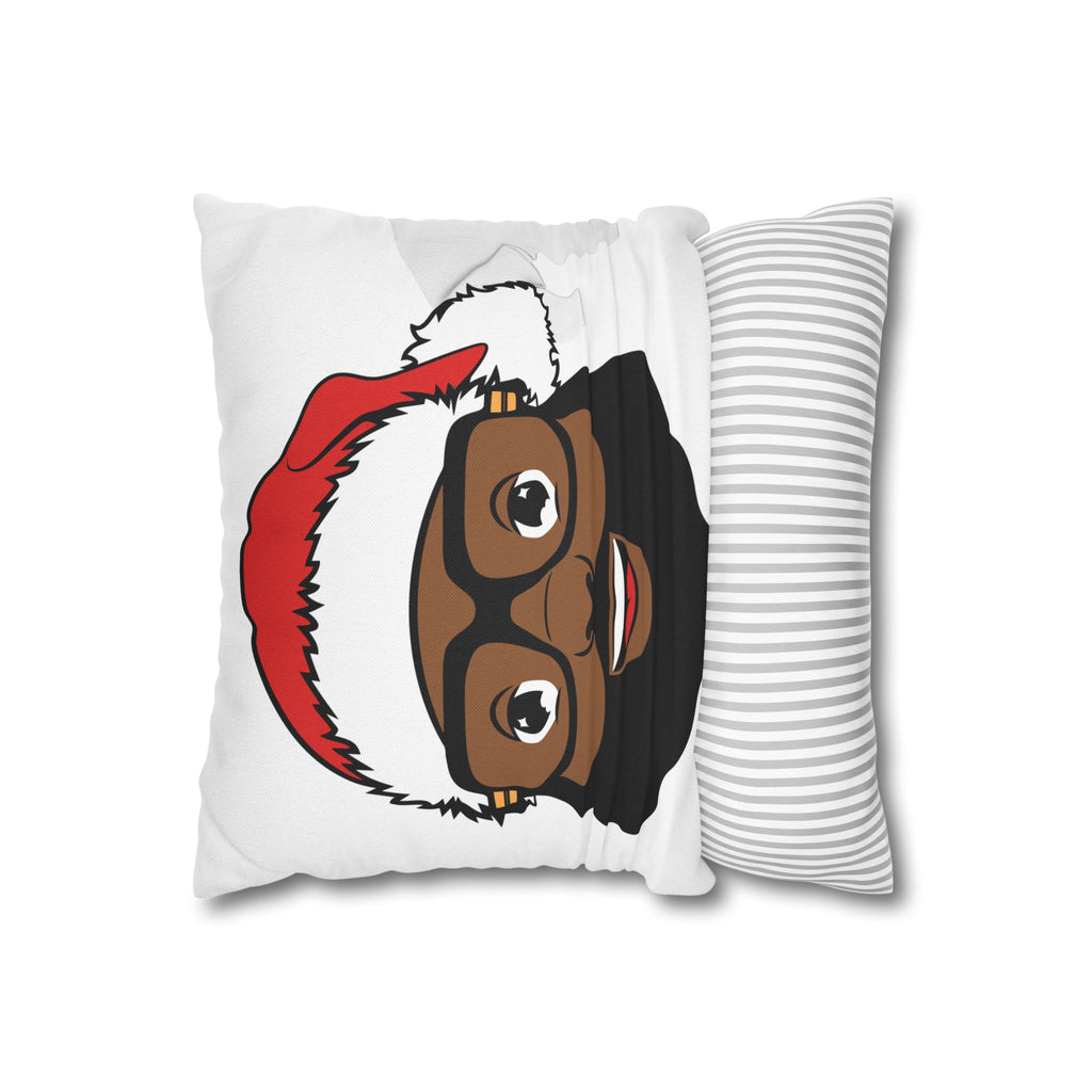 Bearded Face with Santa Hat Pillowcase | Square Pillowcase