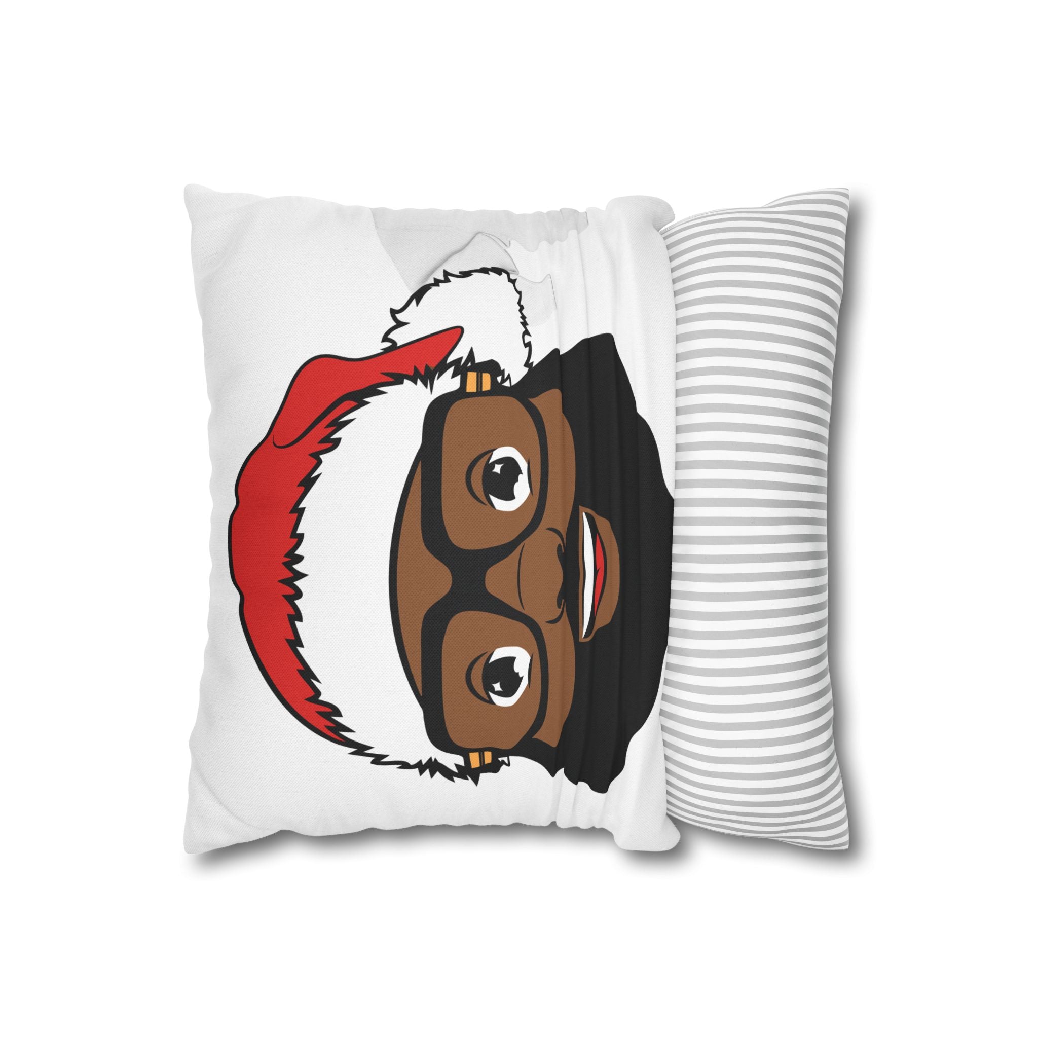 Bearded Face with Santa Hat Pillowcase | Square Pillowcase