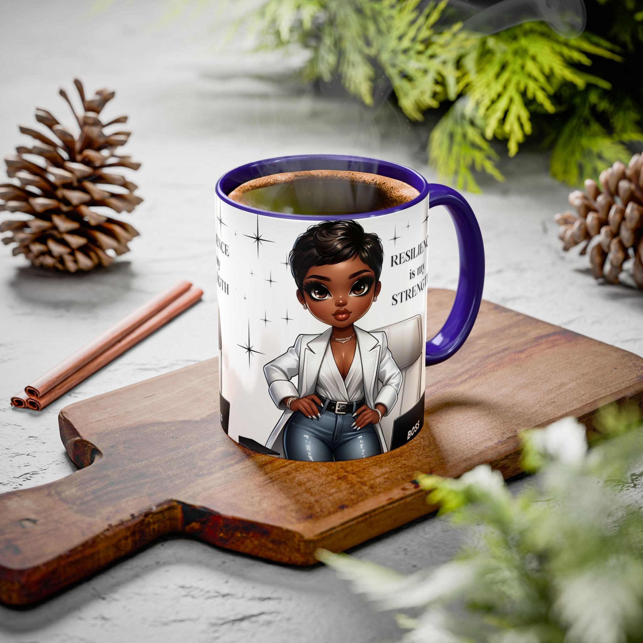 Motivational Black Boss Mug — “Resilience Is My Strength” Coffee Cup (11oz/15oz)