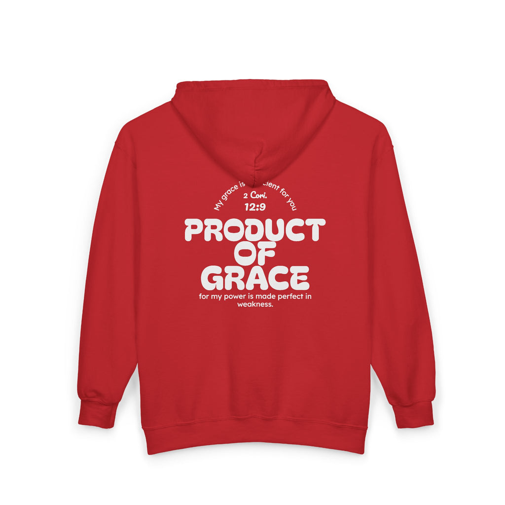 Grace Full-Zip Hoodie – "Product of Grace" Christian Zip-Up Sweatshirt