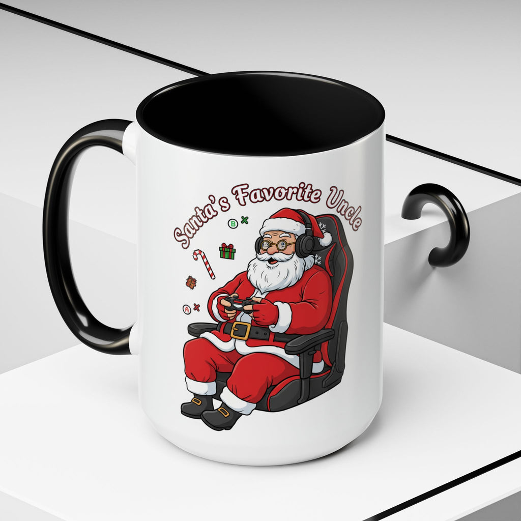 Santa Gamer Coffee Mug — “Santa’s Favorite Uncle” Holiday Accent Mug (11/15 oz)