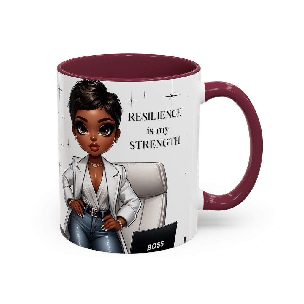Motivational Black Boss Mug — “Resilience Is My Strength” Coffee Cup (11oz/15oz)