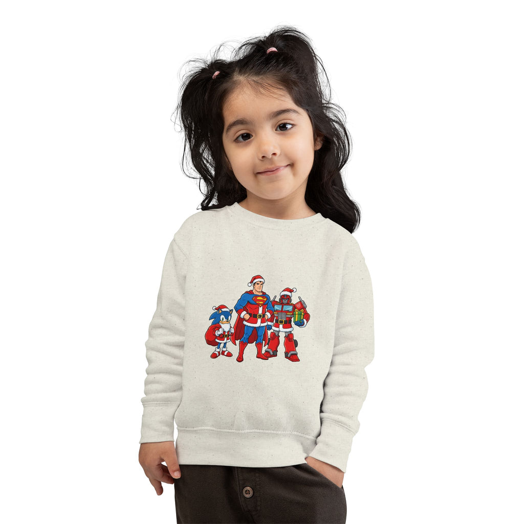 Kids Christmas Superhero Sweatshirt – Santa Cap Superhero Trio Toddler Pullover