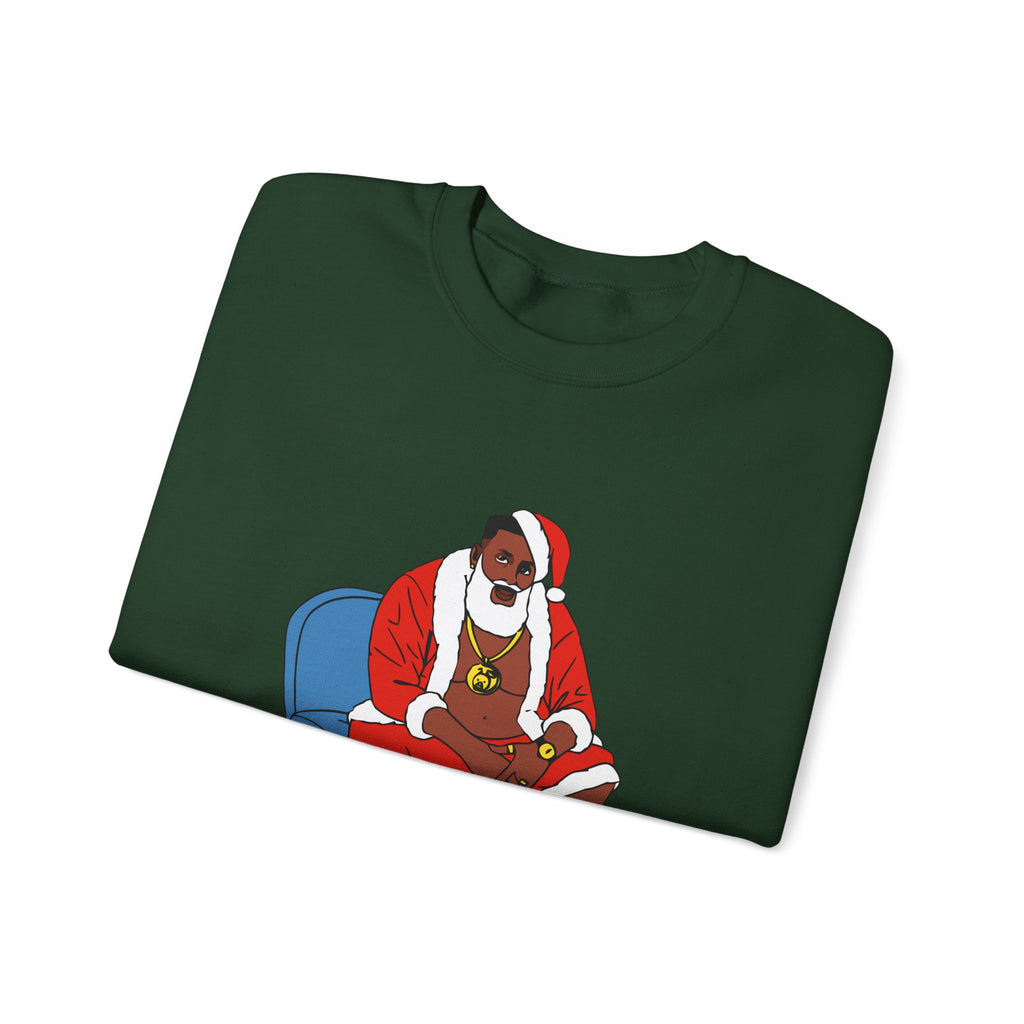 Hip Hop Santa Claus Crewneck Sweatshirt - Festive Winter Holiday Jumper, Christmas Xmas Gift Top, Urban Streetwear Pullover, Cool Santa