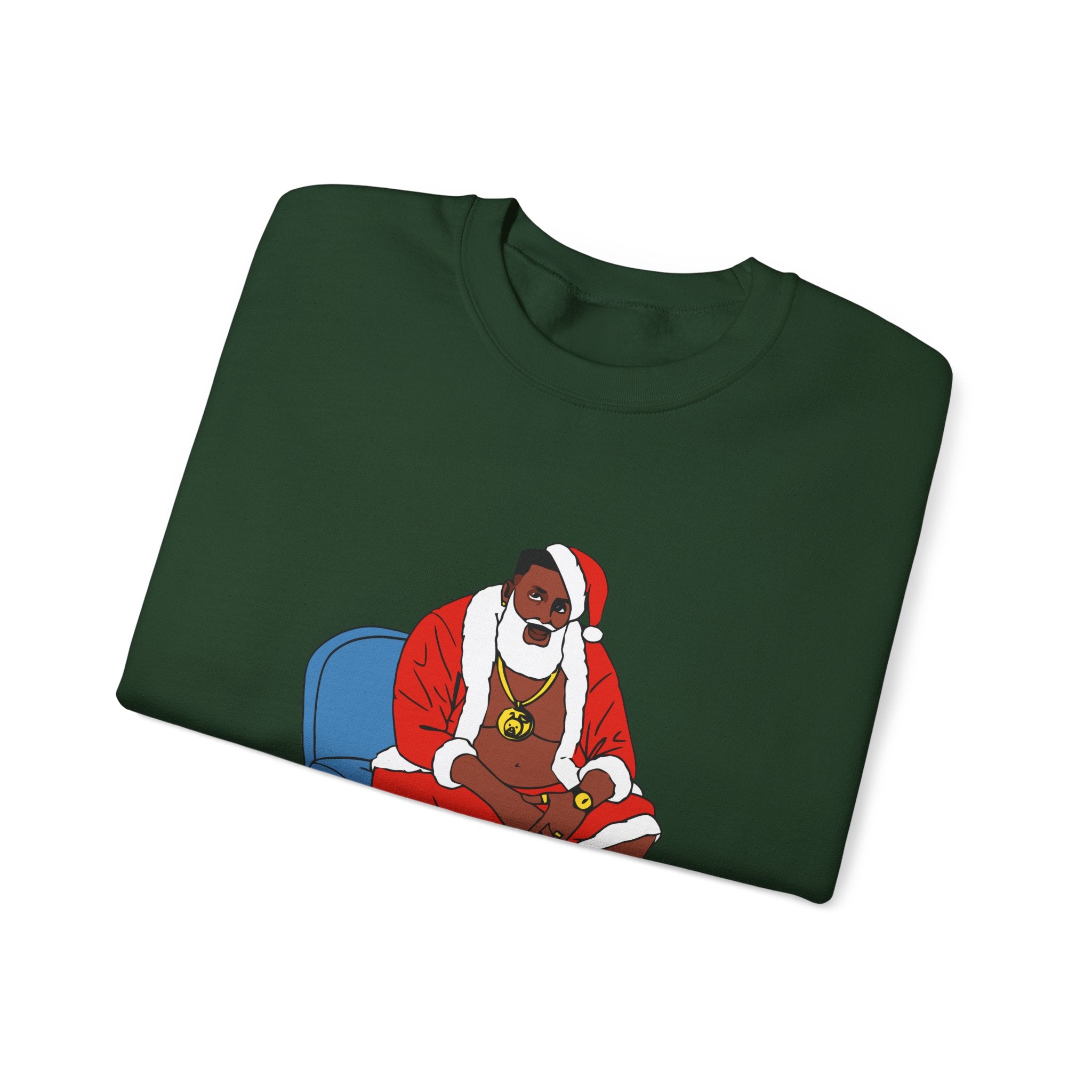 Hip Hop Santa Claus Crewneck Sweatshirt - Festive Winter Holiday Jumper, Christmas Xmas Gift Top, Urban Streetwear Pullover, Cool Santa