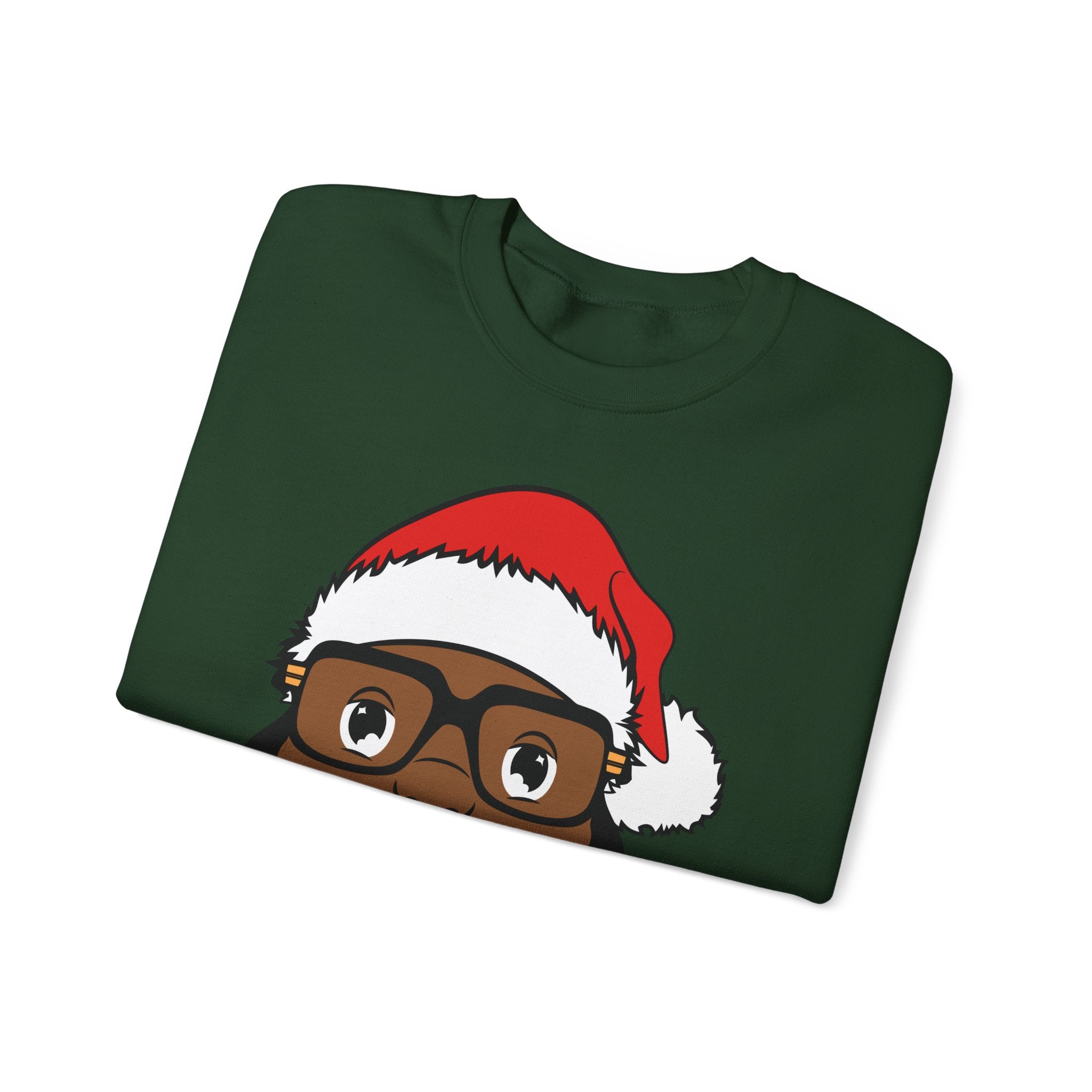 Bearded Black Santa face Crewneck Sweatshirt | Christmas holiday design