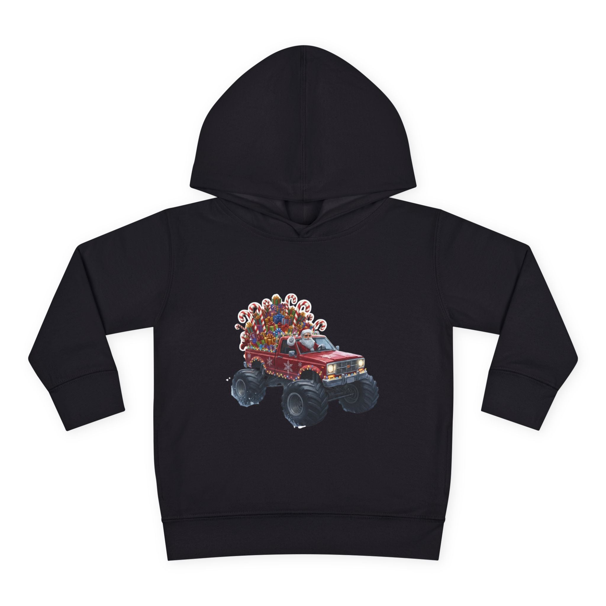Toddler Hoodie — Red Monster Truck with Candy Load