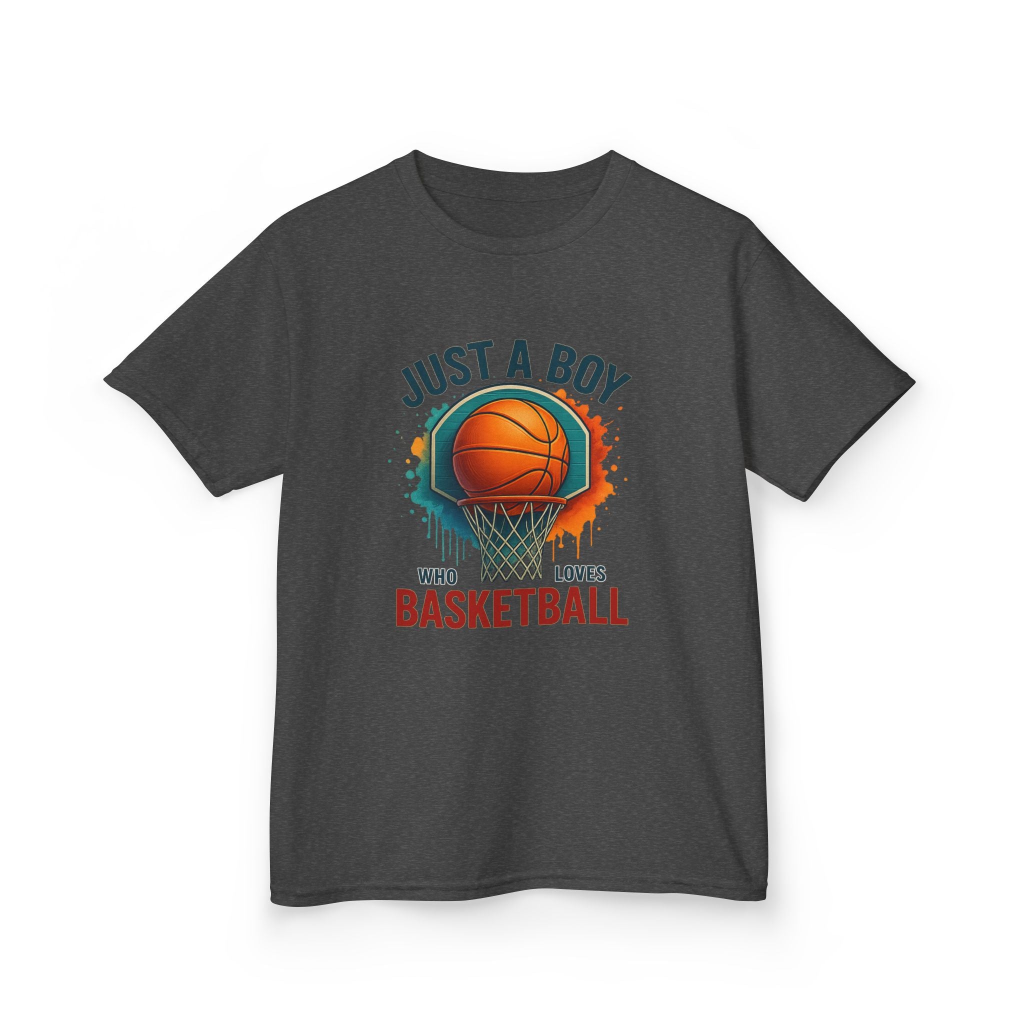 Kids Basketball Tee — "Just a Boy Who Loves Basketball" Youth Shirt