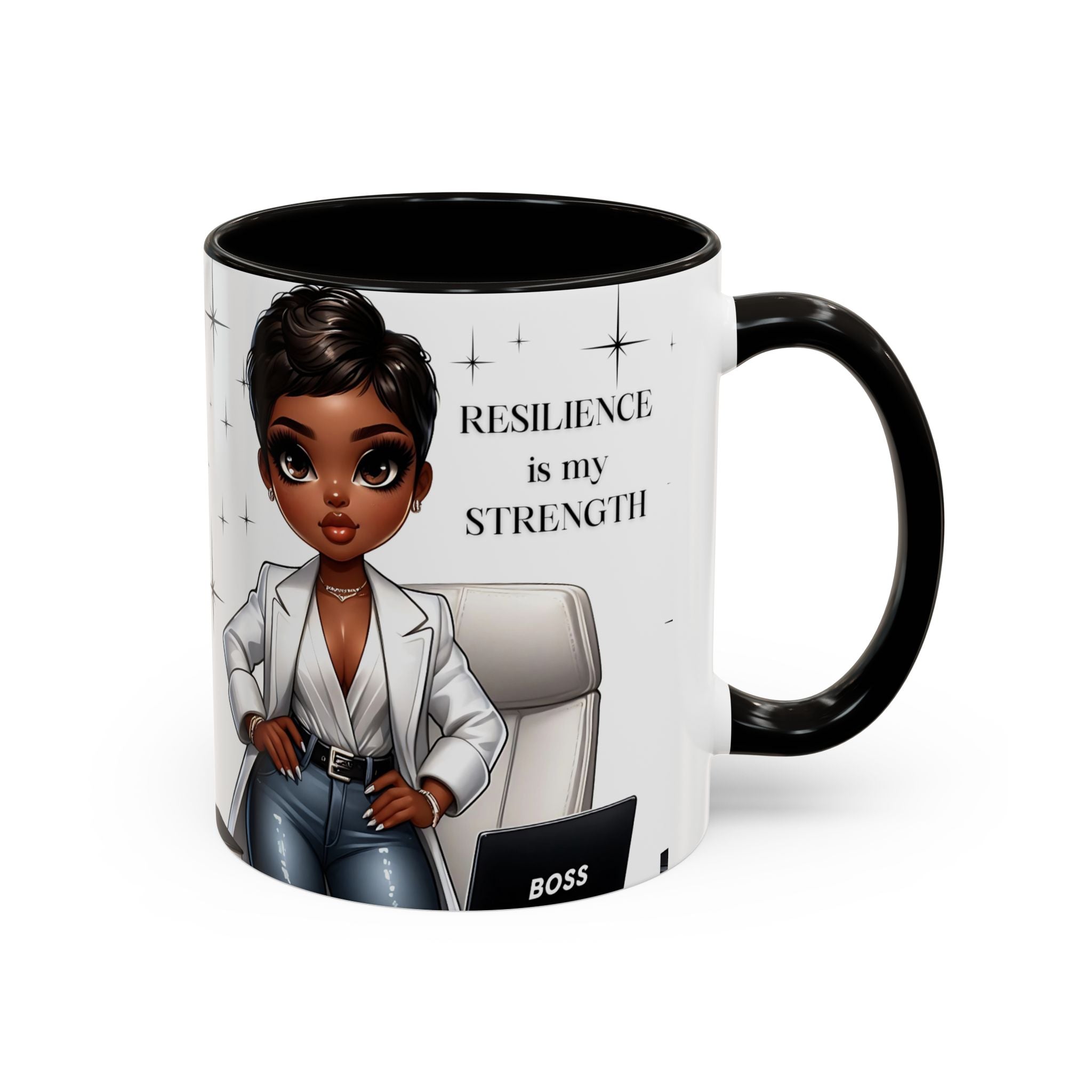 Motivational Black Boss Mug — “Resilience Is My Strength” Coffee Cup (11oz/15oz)