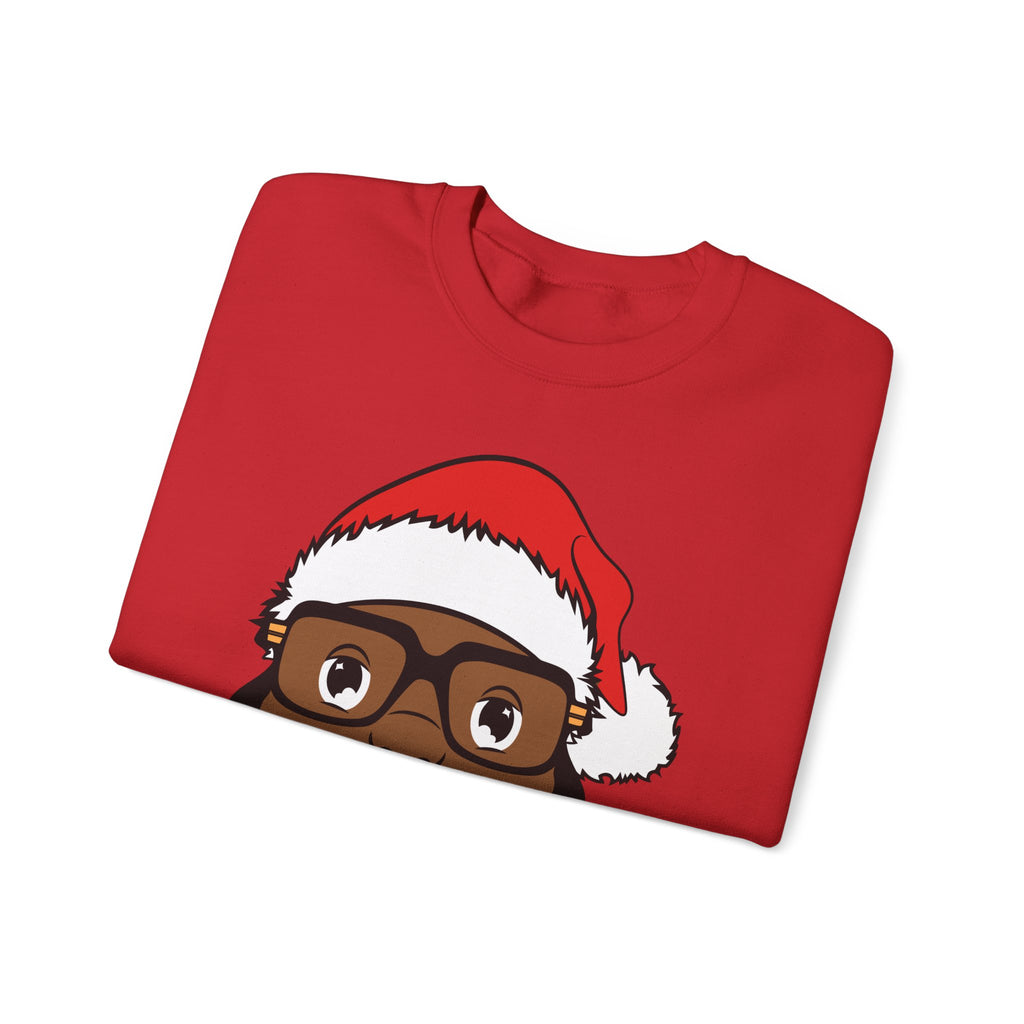 Bearded Black Santa face Crewneck Sweatshirt | Christmas holiday design