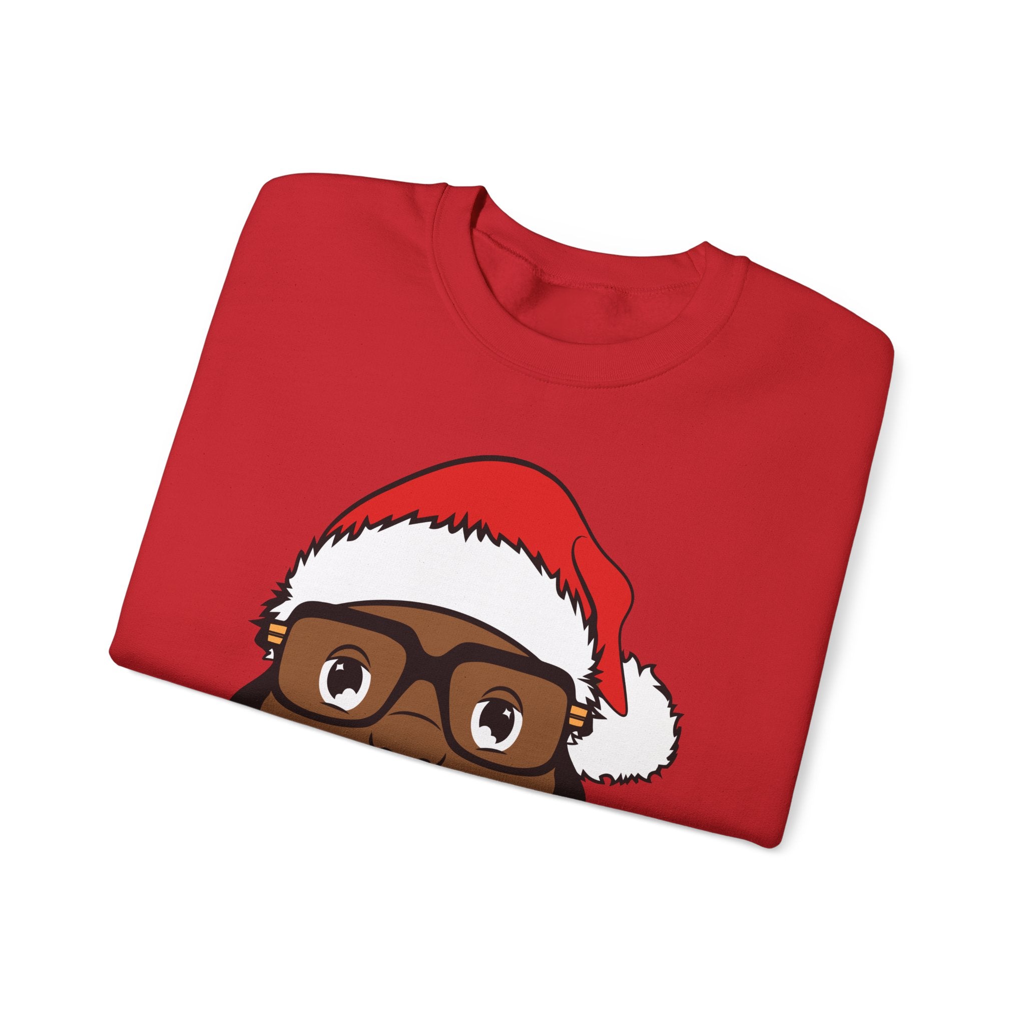 Bearded Black Santa face Crewneck Sweatshirt | Christmas holiday design