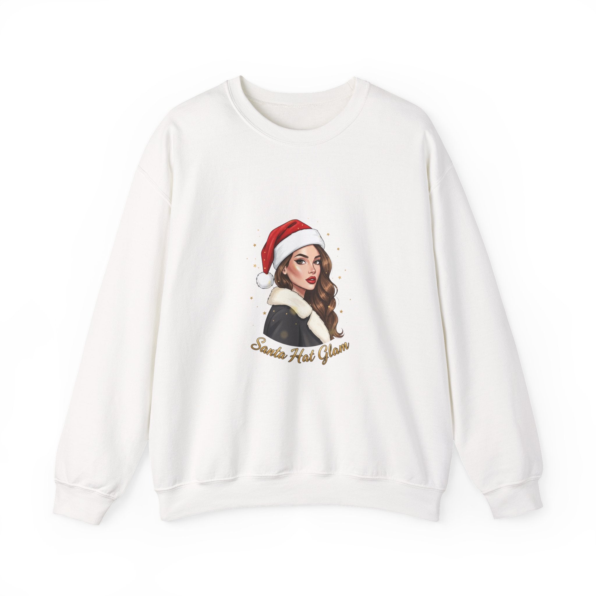 Holiday Glam Crewneck Sweatshirt — 'Santa Hat Glam' Christmas Sweater
