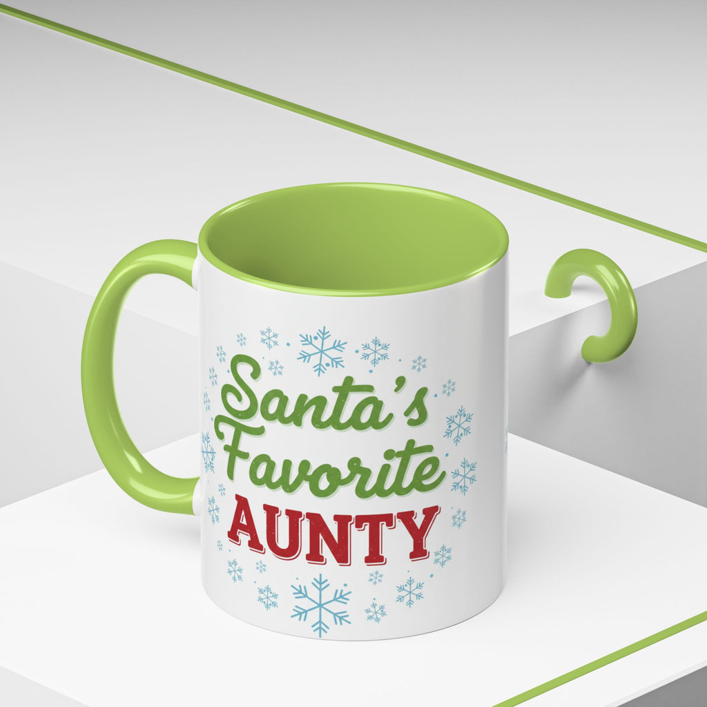 Santa's Favorite Aunty Accent Coffee Mug – Holiday Christmas Gift (11/15oz)