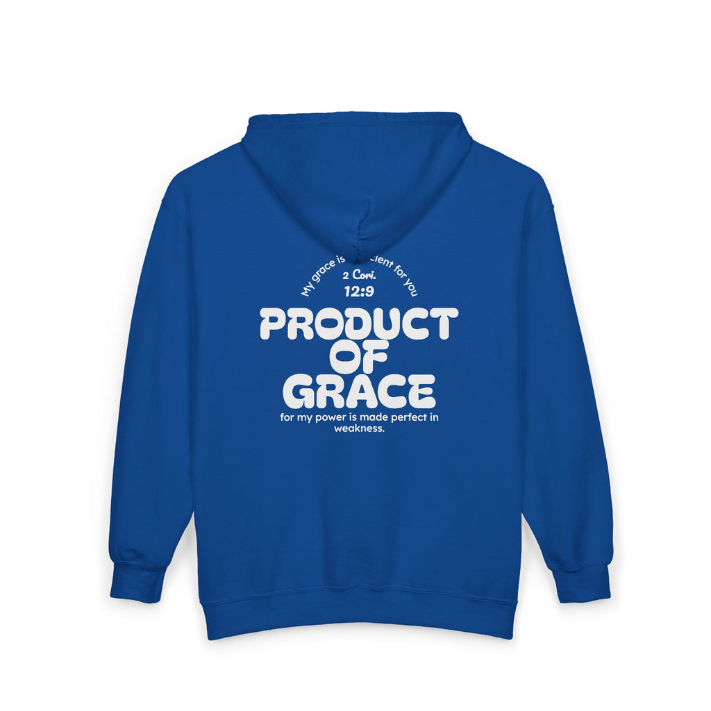 Grace Full-Zip Hoodie – "Product of Grace" Christian Zip-Up Sweatshirt