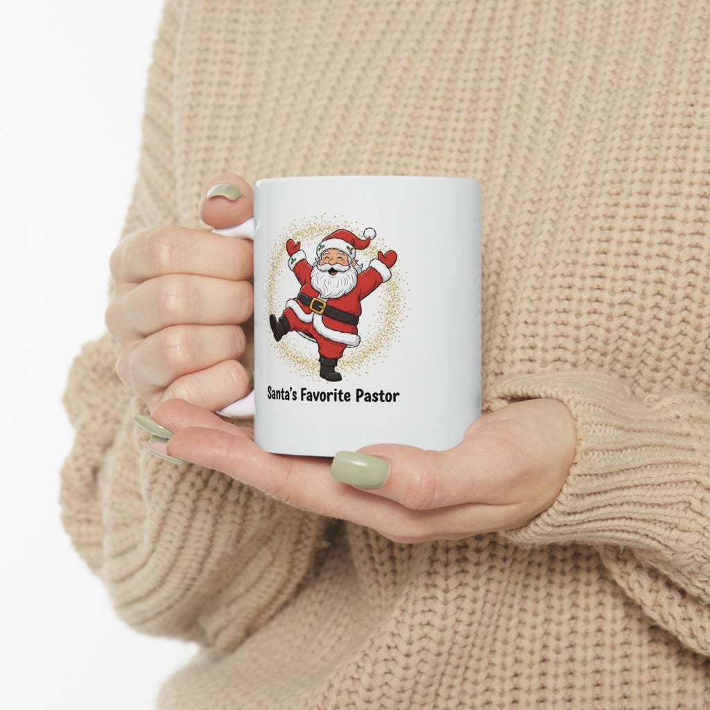 Santa's Favorite Dad Mug — Cute Dancing Santa Christmas Coffee Cup (11oz/15oz)