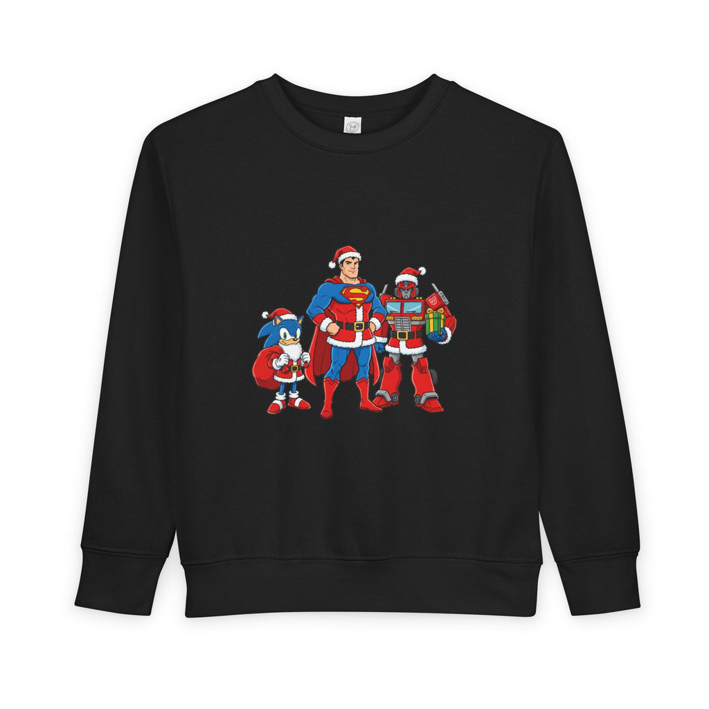 Kids Christmas Superhero Sweatshirt – Santa Cap Superhero Trio Toddler Pullover