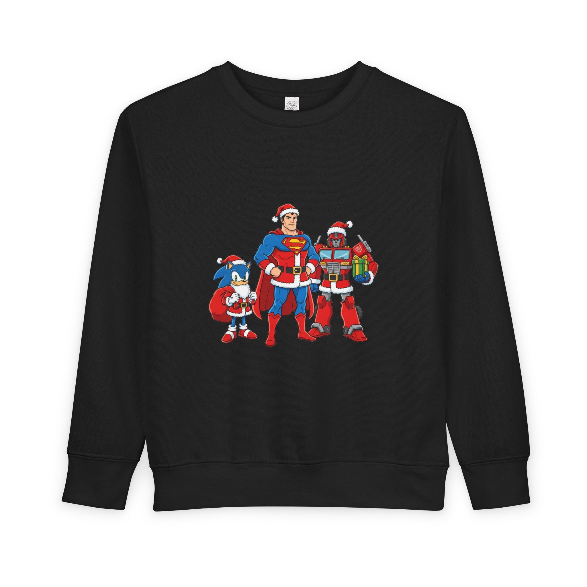 Kids Christmas Superhero Sweatshirt – Santa Cap Superhero Trio Toddler Pullover