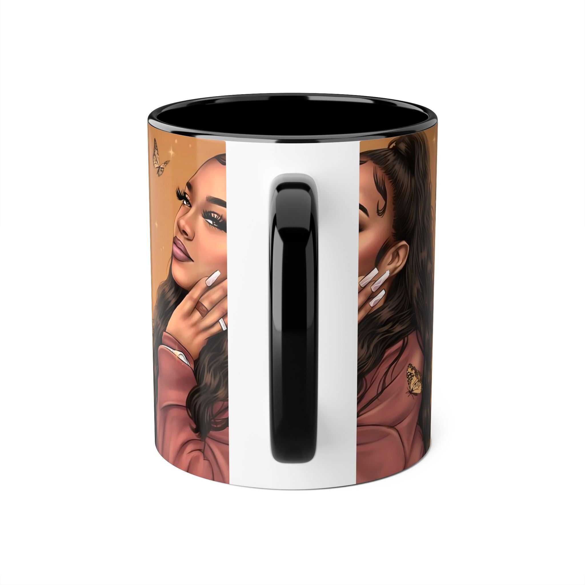 Butterfly Mug 11oz, Illustrated Woman Coffee Cup, Mothers Day Gift, Floral Mug, Gift for Mom, Aesthetic Mug 11oz