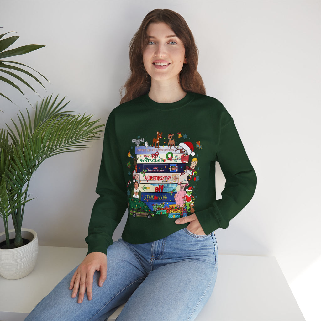 Stacked Holiday Classics sweatshirt | Christmas movie stack crewneck| Retro Holiday| Funny Festive Crewneck| Merry Christmas 90s Movie