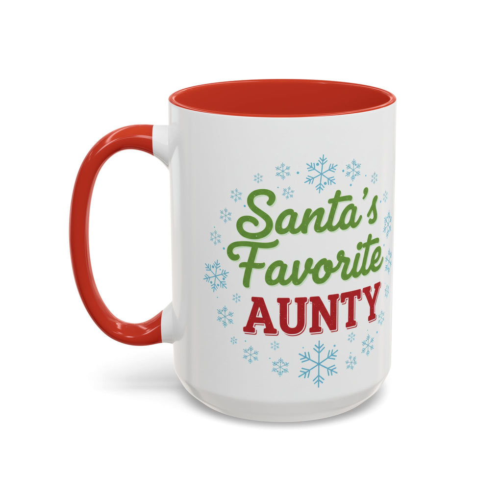 Santa's Favorite Aunty Accent Coffee Mug – Holiday Christmas Gift (11/15oz)