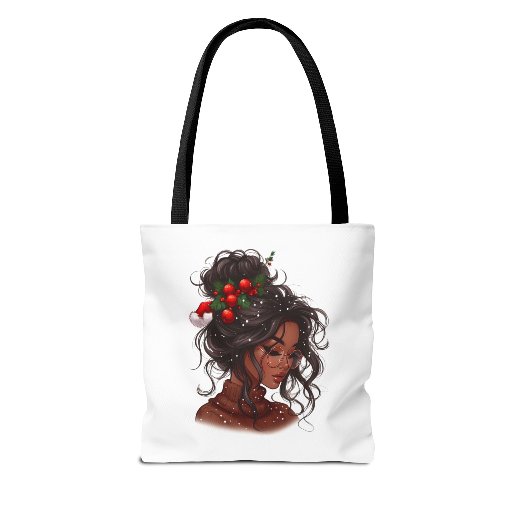 Holiday Berry Hair Tote Bag — Artistic Black Woman Portrait Tote