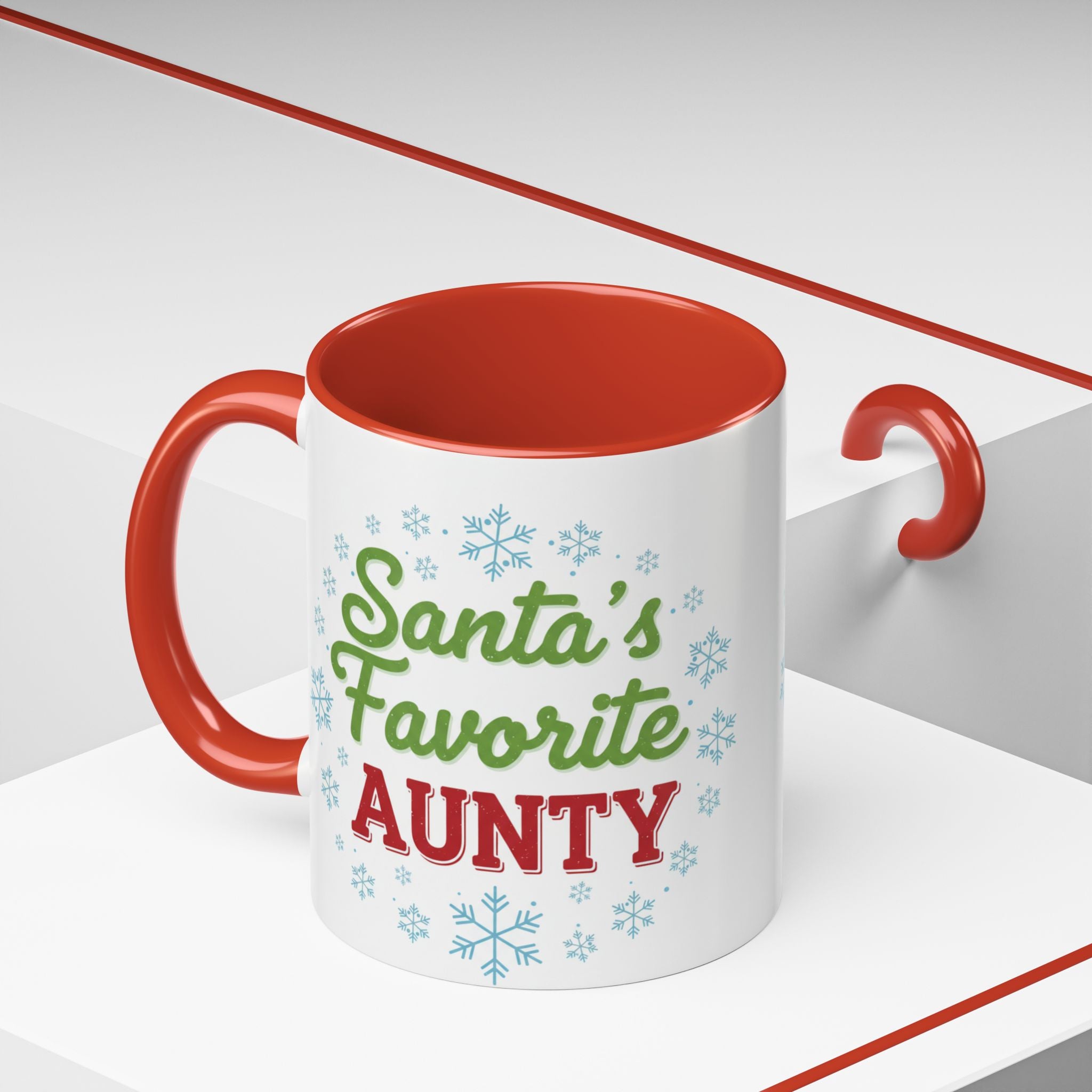 Santa's Favorite Aunty Accent Coffee Mug – Holiday Christmas Gift (11/15oz)