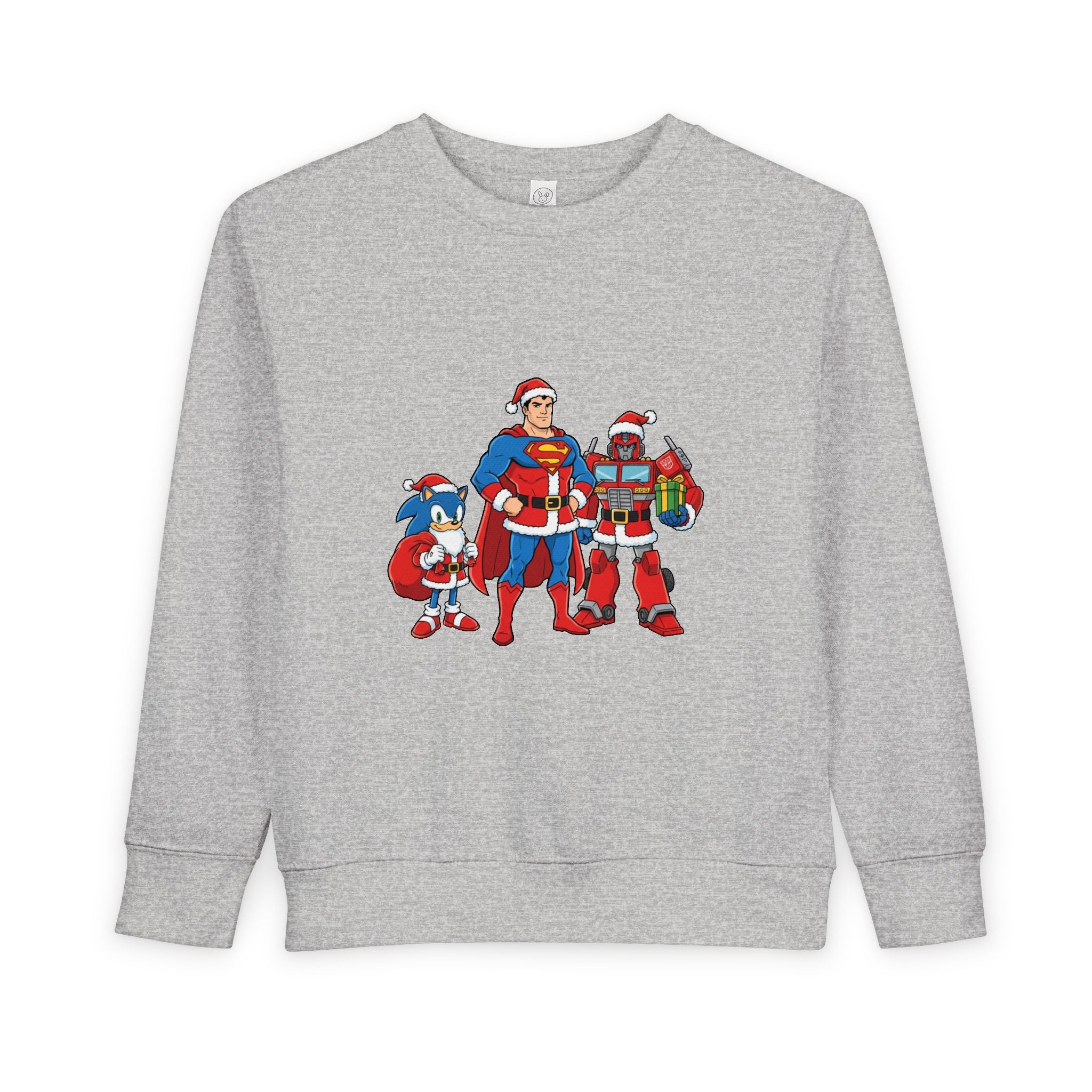 Kids Christmas Superhero Sweatshirt – Santa Cap Superhero Trio Toddler Pullover