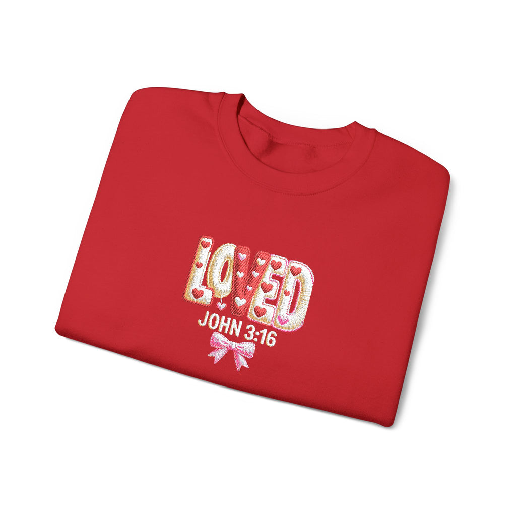 John 3:16 'Loved' Crewneck Sweatshirt — Christian Faith Graphic Sweatshirt