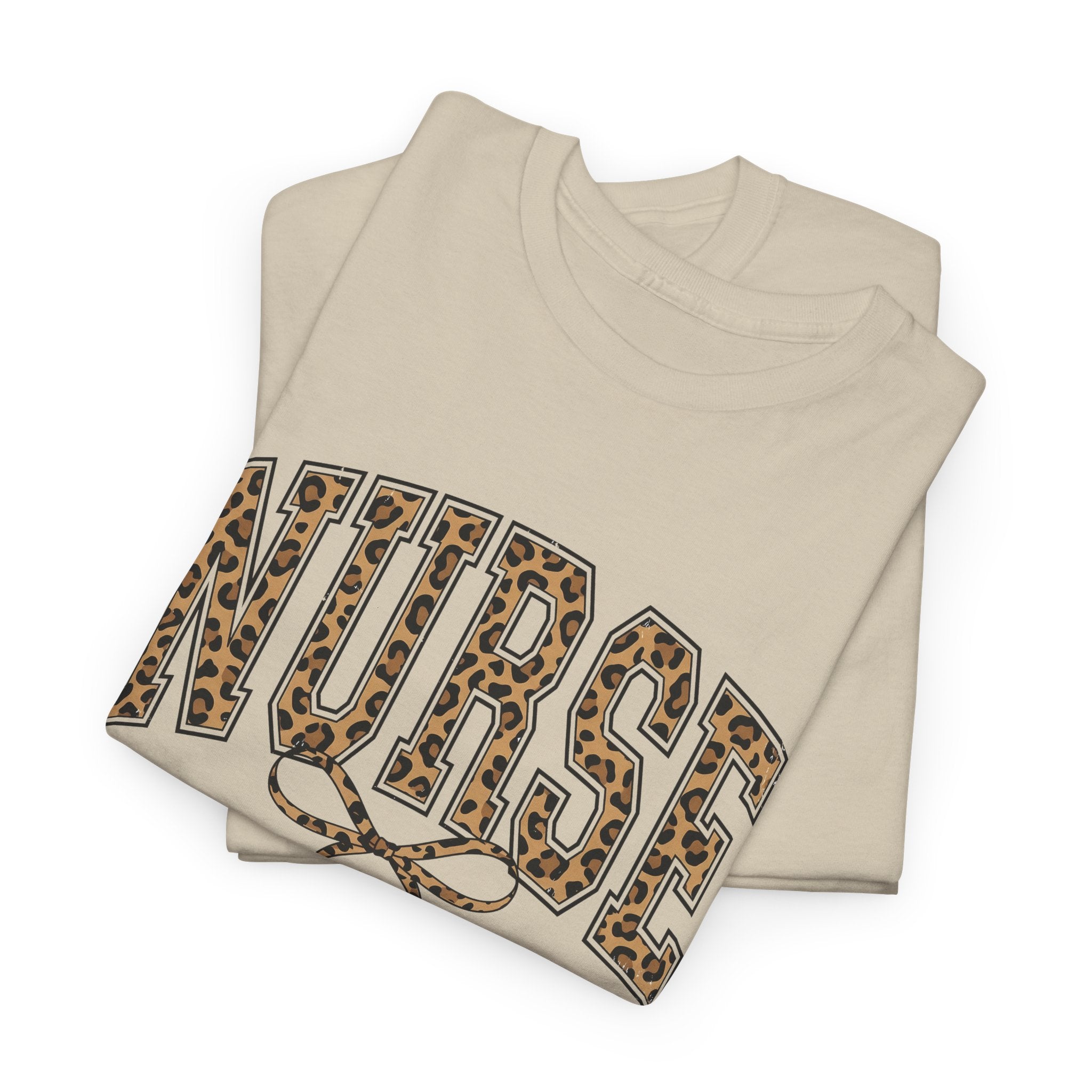 Nurse Leopard Print Tee — 'NURSE' Graphic T‑Shirt with Bow Accent, Gift for Nurses
