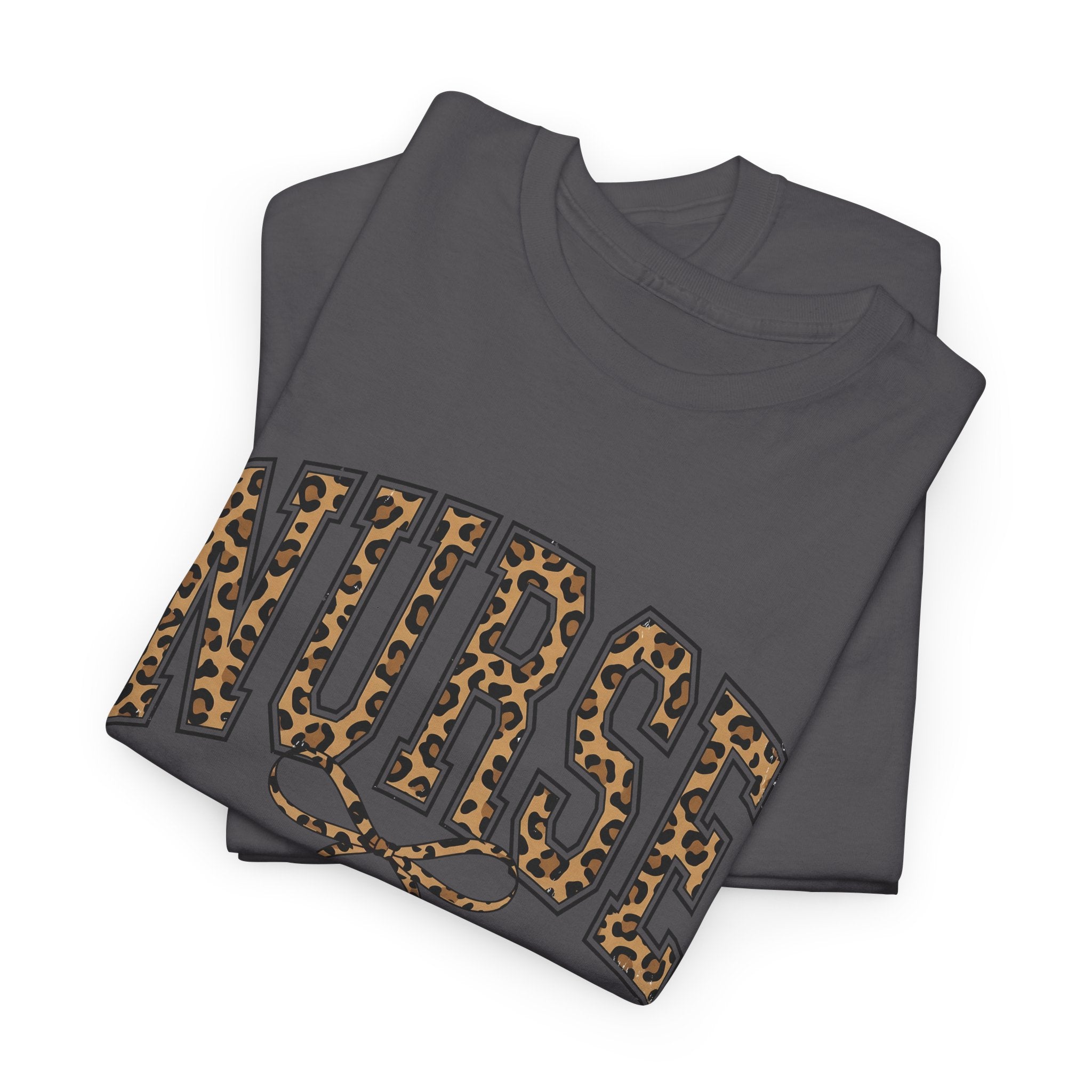 Nurse Leopard Print Tee — 'NURSE' Graphic T‑Shirt with Bow Accent, Gift for Nurses