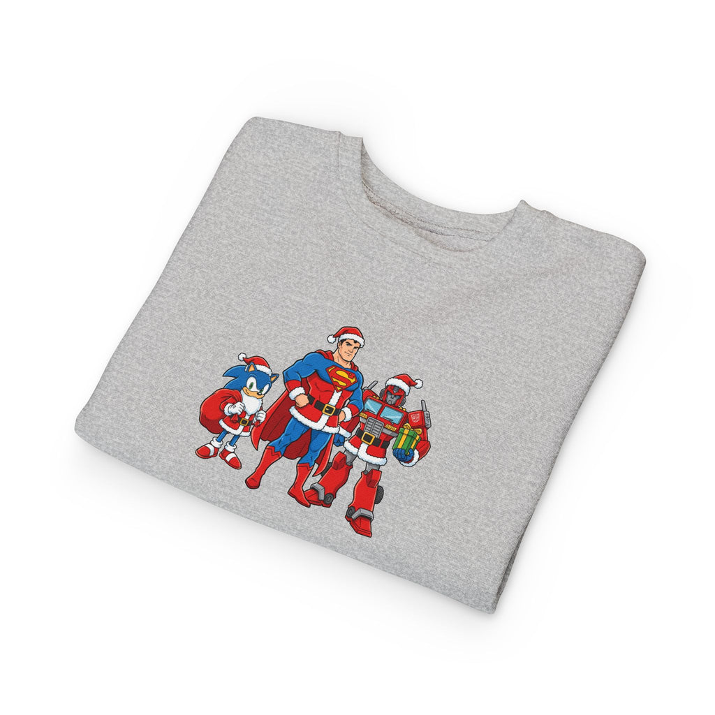 Kids Christmas Superhero Sweatshirt – Santa Cap Superhero Trio Toddler Pullover