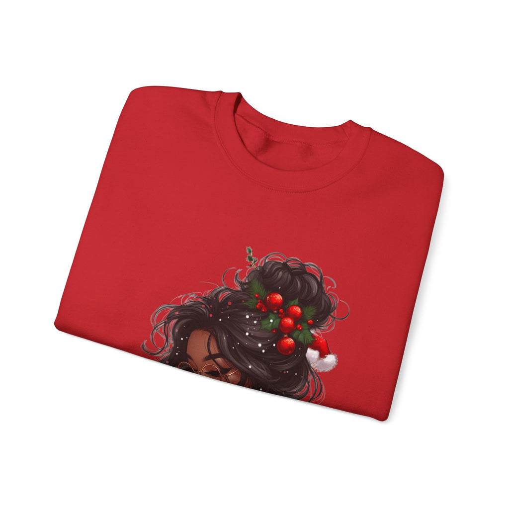 Crewneck Sweatshirt — Afrocentric Portrait with Cherry Bun Art