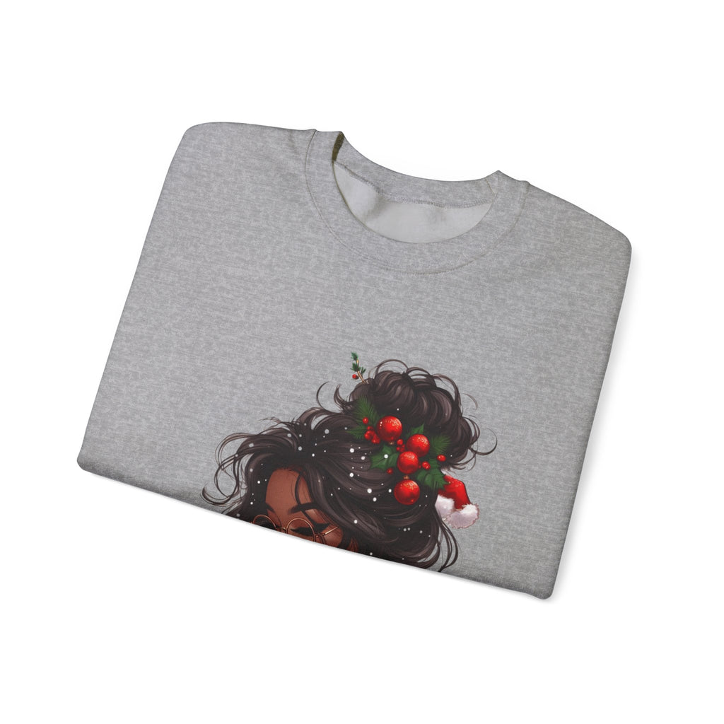 Crewneck Sweatshirt — Afrocentric Portrait with Cherry Bun Art