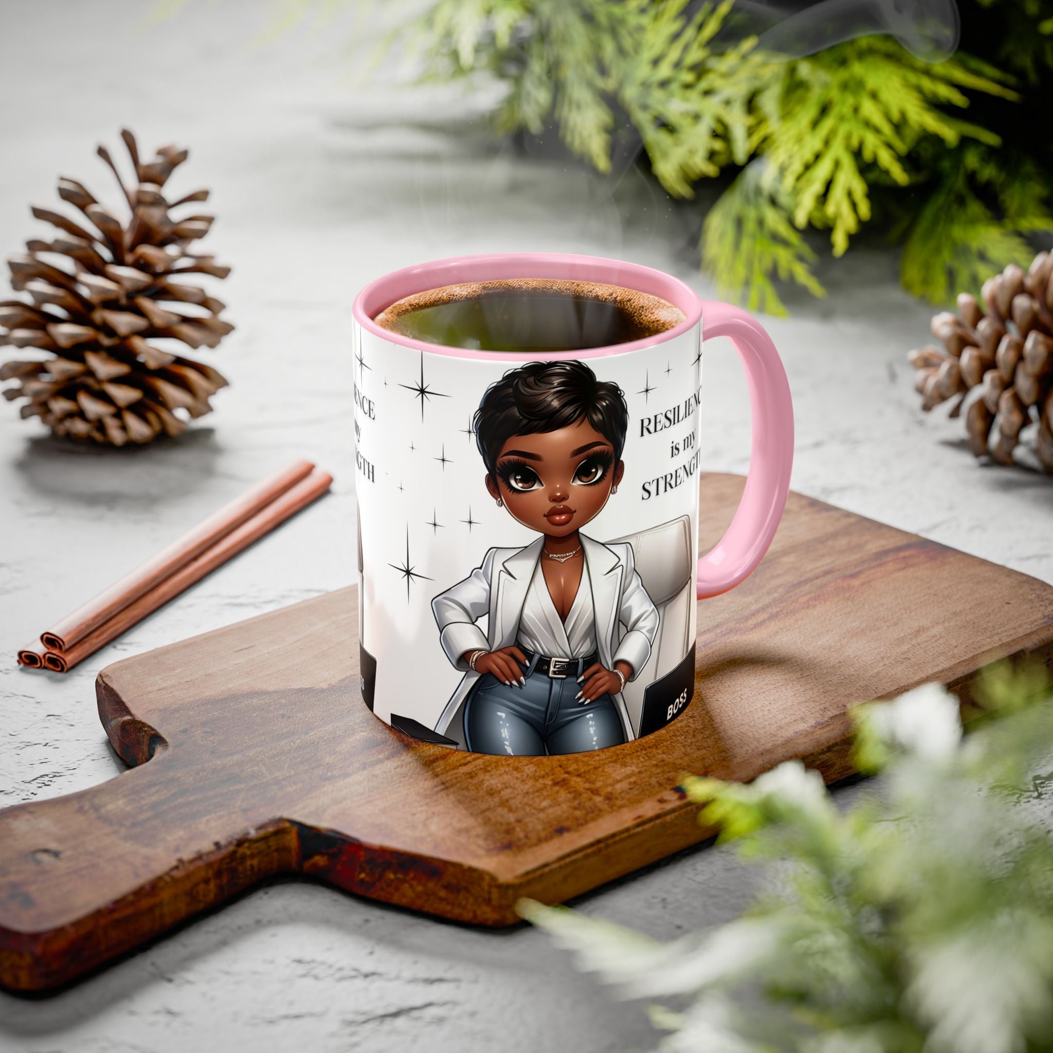Motivational Black Boss Mug — “Resilience Is My Strength” Coffee Cup (11oz/15oz)