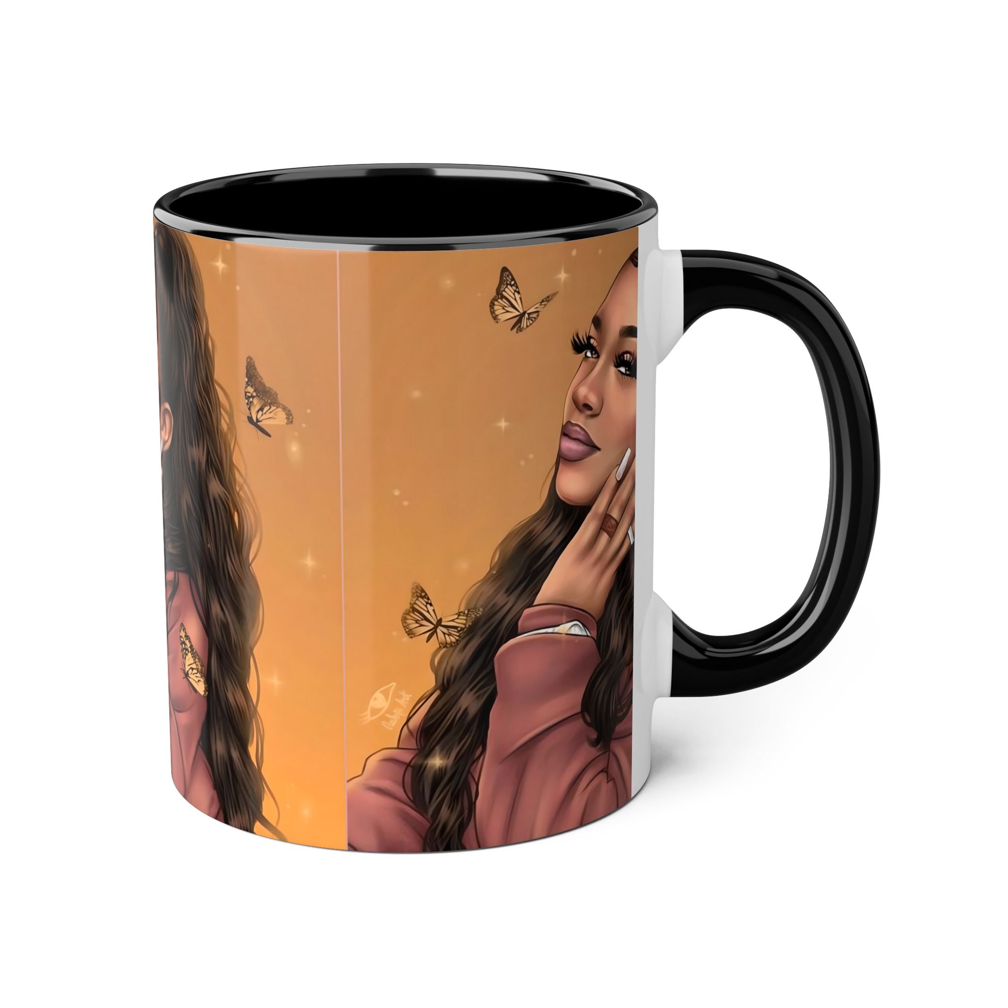 Butterfly Mug 11oz, Illustrated Woman Coffee Cup, Mothers Day Gift, Floral Mug, Gift for Mom, Aesthetic Mug 11oz