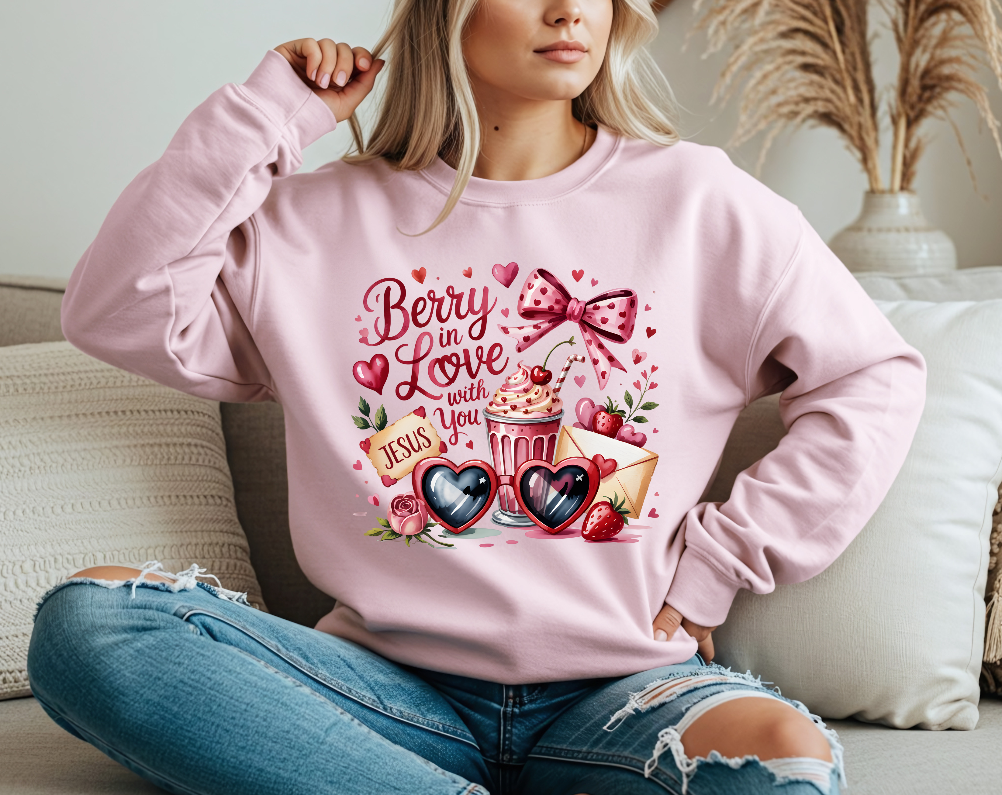 Valentine 'Berry in Love with Jesus' Sweatshirt