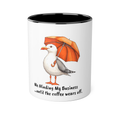 Seagull with Orange Umbrella mug | 'Me Minding My Business until the coffee wears off' 11oz Accent Mug