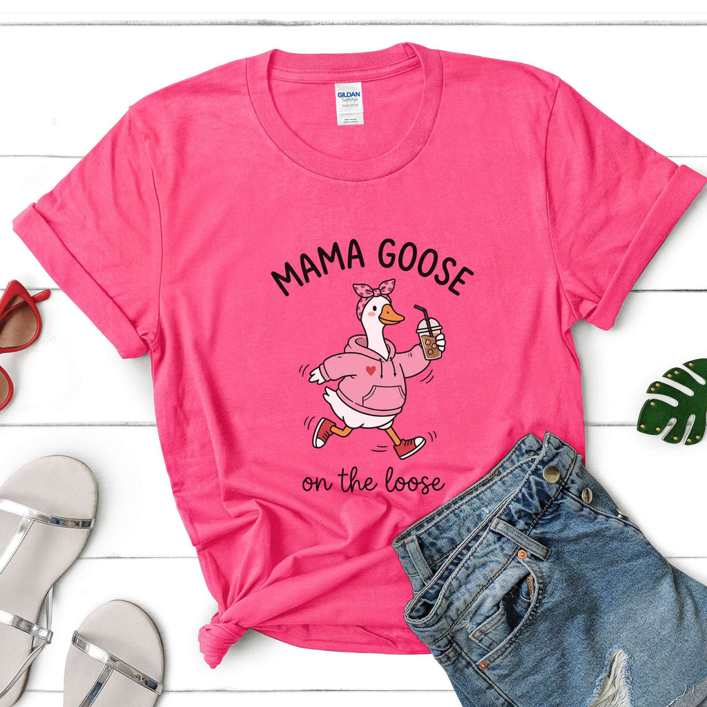 Mama Goose Tee — "Mama Goose on the Loose" Cute Mom Graphic T‑Shirt