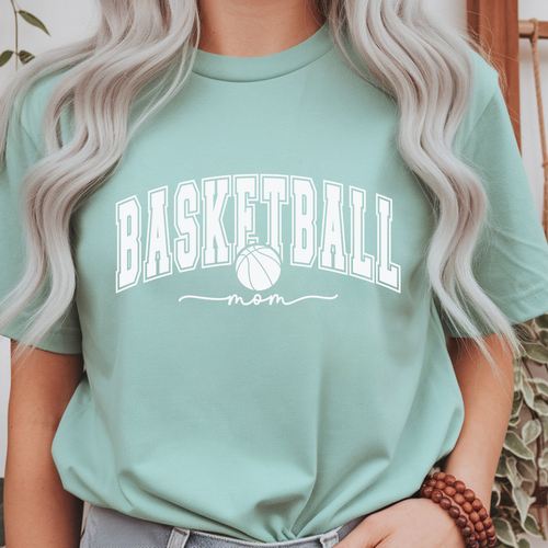 Basketball Mom T-Shirt — Garment-Dyed Athletic Tee for Proud Moms