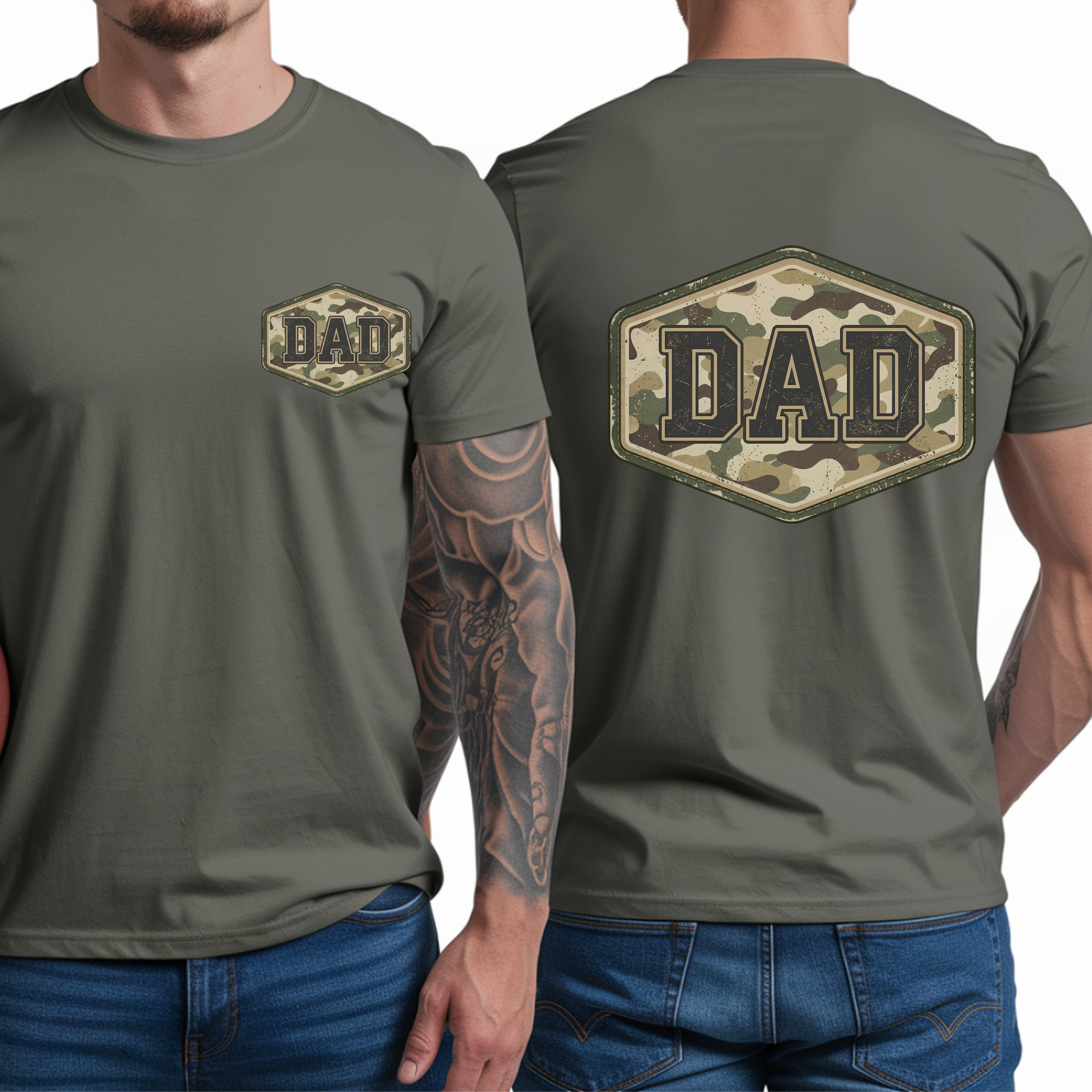 Dad Camo T‑Shirt — Military Style "DAD" Graphic Tee for Fathers, Father’s Day Gift