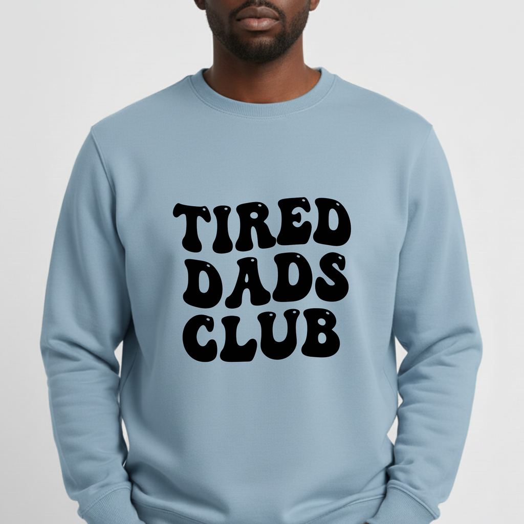 Tired Dads Club Sweatshirt | Funny Dad Shirt, Retro Bubble Letter Design