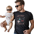 Our First Father's Day Baby Bottle & Wine Cheers T-Shirt — New Dad Daddy Gift