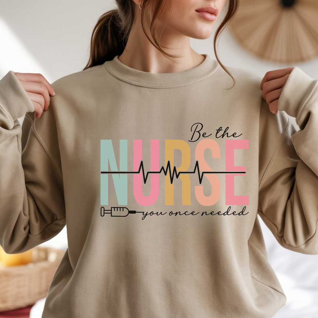 Nurse Crewneck Sweatshirt — "Be the Nurse You Were Needed" Colorful Stethoscope Design
